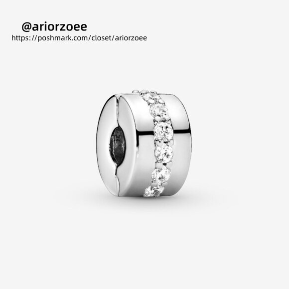 Pandora Clear Sparkling Row Clip Charm - Picture 1 of 7